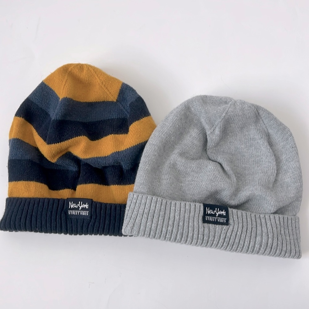2 x H&M one layer cotton hats kids 8/12
